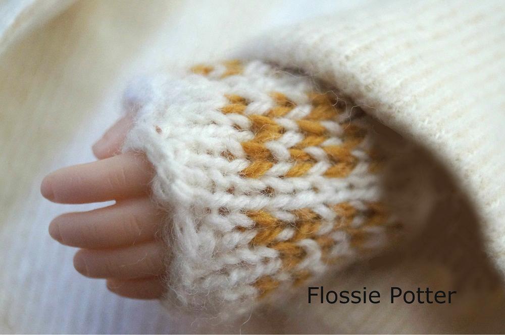 Flossie Potter A Girl For All Time Sampler Stocking Cap and Mitts Knitting Pattern For A Girl For All Time Dolls Pixie Faire
