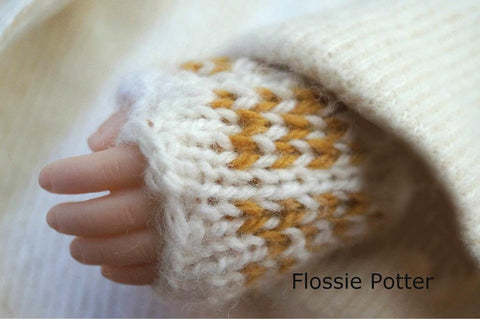 Flossie Potter A Girl For All Time Sampler Stocking Cap and Mitts Knitting Pattern For A Girl For All Time Dolls Pixie Faire