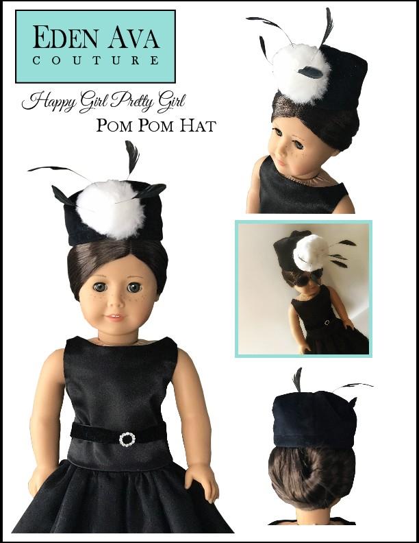 Eden Ava 18 Inch Modern Happy Girl Pretty Girl Pom Pom Hat 18" Doll Clothes Pattern Pixie Faire