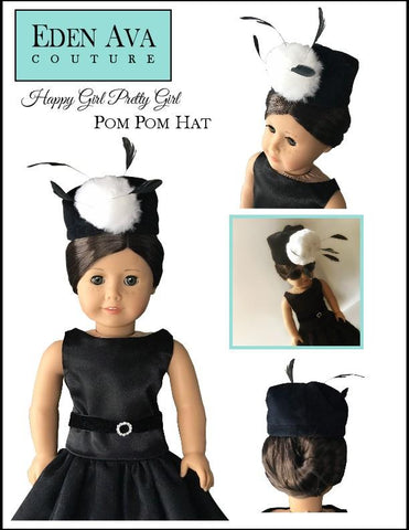 Eden Ava 18 Inch Modern Happy Girl Pretty Girl Pom Pom Hat 18" Doll Clothes Pattern Pixie Faire