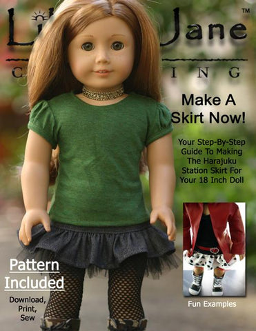 Liberty Jane 18 Inch Modern Harajuku Skirt 18" Doll Clothes Pattern Pixie Faire