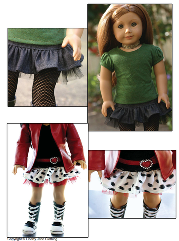 Liberty Jane 18 Inch Modern Harajuku Skirt 18" Doll Clothes Pattern Pixie Faire