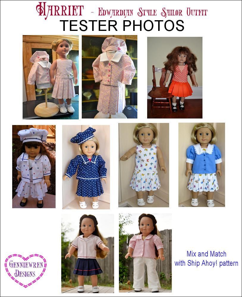 Genniewren 18 inch Historical Harriet - Edwardian Style Sailor Outfit 18" Doll Clothes Pattern Pixie Faire