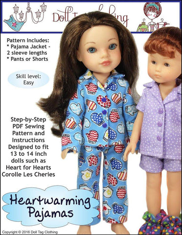 Doll Tag Clothing H4H/Les Cheries Heartwarming Pajamas Pattern for Les Cheries and Hearts For Hearts Girls Dolls Pixie Faire