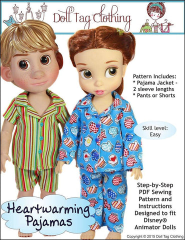 Doll Tag Clothing Disney Doll Heartwarming Pajamas Pattern for Disney Animator Dolls Pixie Faire