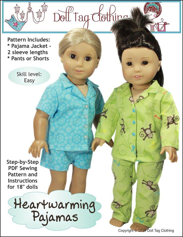 Doll Tag Clothing Heartwarming Pajamas Doll Clothes Pattern 18 inch  American Girl Dolls