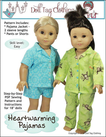 Doll Tag Clothing 18 Inch Modern Heartwarming Pajamas 18" Doll Clothes Pattern Pixie Faire