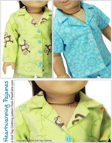 Doll Tag Clothing 18 Inch Modern Heartwarming Pajamas 18" Doll Clothes Pattern Pixie Faire