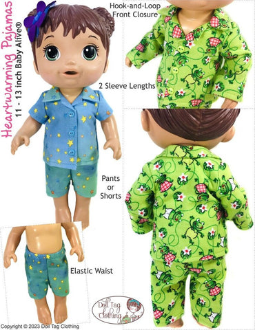 Doll Tag Clothing Baby Alive Doll Heartwarming Pajamas Pattern for 11-13 Inch Baby Alive Dolls Pixie Faire
