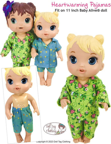 Doll Tag Clothing Baby Alive Doll Heartwarming Pajamas Pattern for 11-13 Inch Baby Alive Dolls Pixie Faire