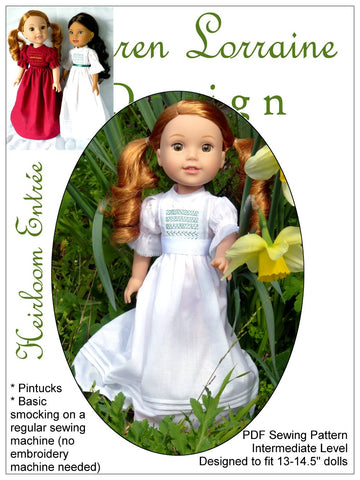 Karen Lorraine Design WellieWishers Heirloom Entree 13-14.5 Inch Doll Clothes Pattern Pixie Faire