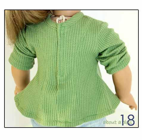 About A Doll 18 18 Inch Modern Long-Sleeve Henley 18" Doll Clothes Pattern Pixie Faire