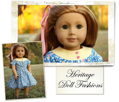 Heritage Doll Fashions 18 Inch Historical 1940's Bubblegum Dress 18" Doll Clothes Pattern Pixie Faire