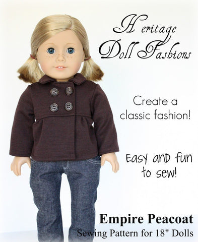 Heritage Doll Fashions 18 Inch Modern Empire Peacoat 18" Doll Clothes Pixie Faire