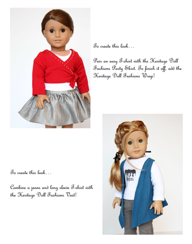 Heritage Doll Fashions 18 Inch Modern Wrap and Vest 18" Doll Clothes Pixie Faire