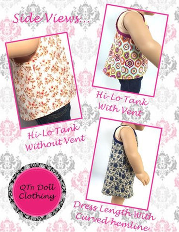 QTπ Doll Clothing 18 Inch Modern Lace T-Back Hi-Lo Tank 18" Doll Clothes Pattern Pixie Faire