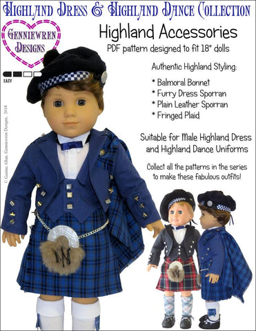 Genniewren 18 Inch Modern Highland Accessories 18" Doll Clothes Pattern Pixie Faire