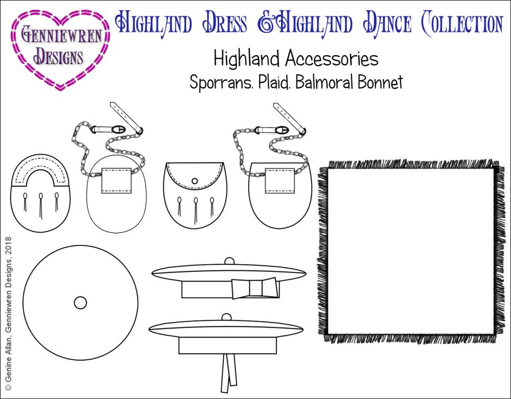 Genniewren 18 Inch Modern Highland Accessories 18" Doll Clothes Pattern Pixie Faire