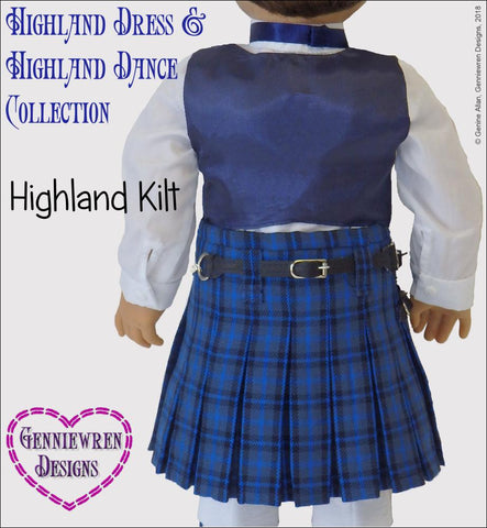 Genniewren 18 Inch Modern Highland Kilt 18" Doll Clothes Pattern Pixie Faire