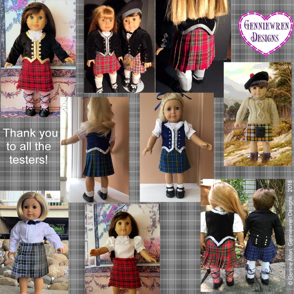 Genniewren 18 Inch Modern Highland Kilt 18" Doll Clothes Pattern Pixie Faire
