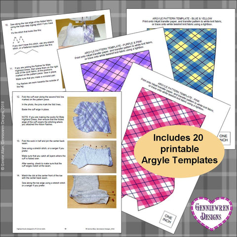 Genniewren 18 Inch Modern Unisex Highland Bundle 18" Doll Clothes Pattern Pixie Faire