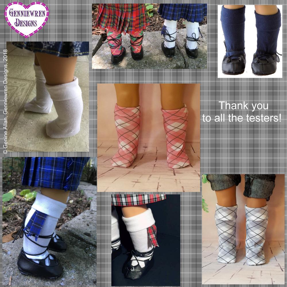 Genniewren 18 Inch Modern Highland Socks 18" Doll Clothes Pattern Pixie Faire