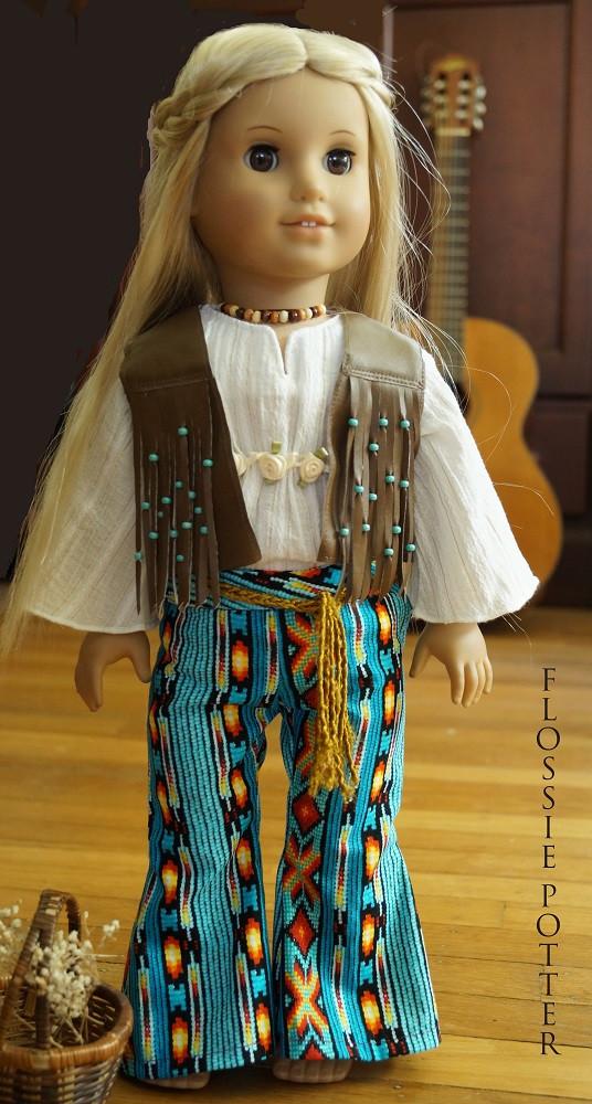 Flossie Potter 18 Inch Historical Hip-Hugger Bell Bottoms 18" Doll Clothes Pixie Faire