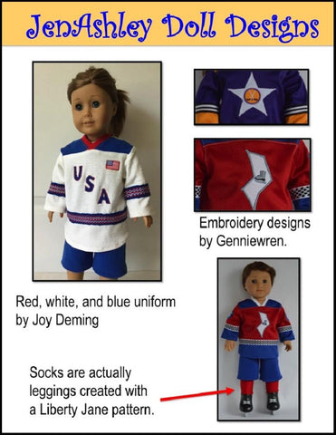 Jen Ashley Doll Designs 18 Inch Modern Lighting Lamps Hockey Uniform 18" Doll Clothes Pattern Pixie Faire