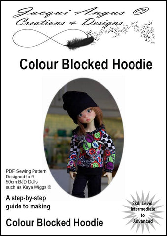 Jacqui Angus Creations & Designs BJD Colour Blocked Hoodie Pattern for MSD Ball Jointed Dolls Pixie Faire