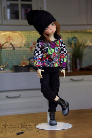Jacqui Angus Creations & Designs BJD Colour Blocked Hoodie Pattern for MSD Ball Jointed Dolls Pixie Faire