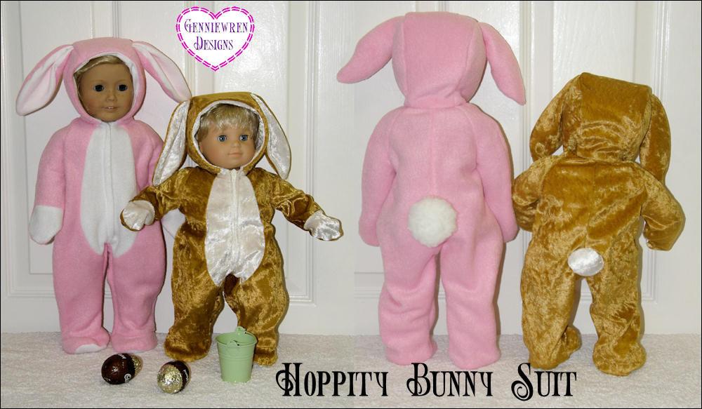 Genniewren 18 Inch Modern Hoppity Easter Bunny Outift 18" Doll Clothes Pattern Pixie Faire