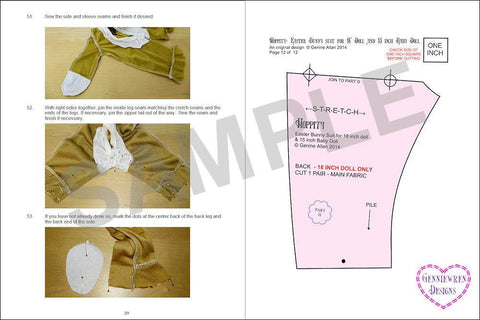 Genniewren 18 Inch Modern Hoppity Easter Bunny Outift 18" Doll Clothes Pattern Pixie Faire