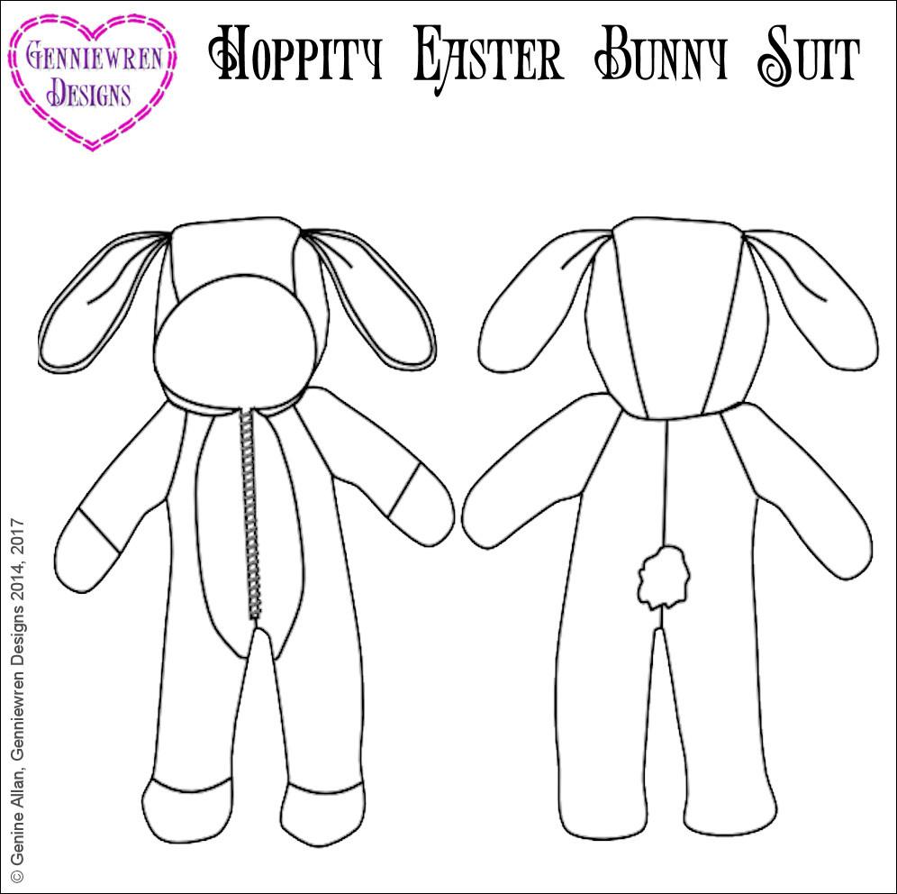 Genniewren WellieWishers Hoppity Bunny Suit 14-14.5 Inch Doll Clothes Pattern Pixie Faire