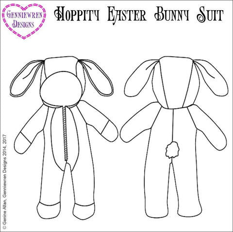 Genniewren WellieWishers Hoppity Bunny Suit 14-14.5 Inch Doll Clothes Pattern Pixie Faire
