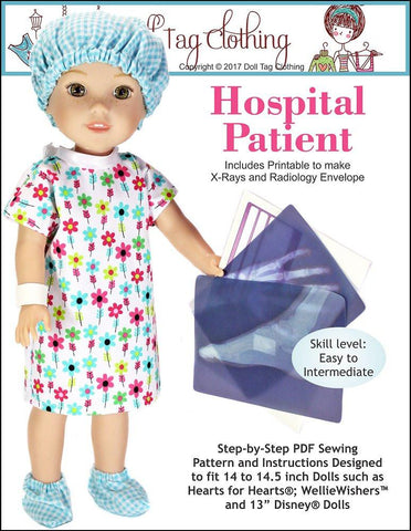 Doll Tag Clothing WellieWishers Hospital Patient Pattern for 13 to 14.5 Inch Dolls Pixie Faire