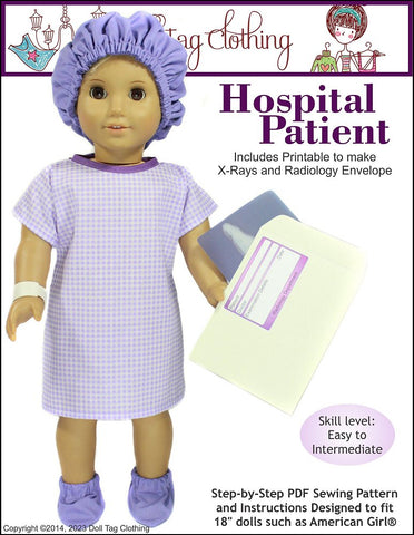 Doll Tag Clothing 18 Inch Modern Hospital Patient 18" Doll Clothes Pattern Pixie Faire
