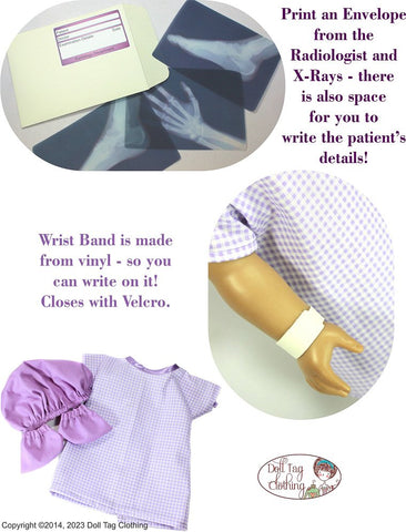 Doll Tag Clothing 18 Inch Modern Hospital Patient 18" Doll Clothes Pattern Pixie Faire