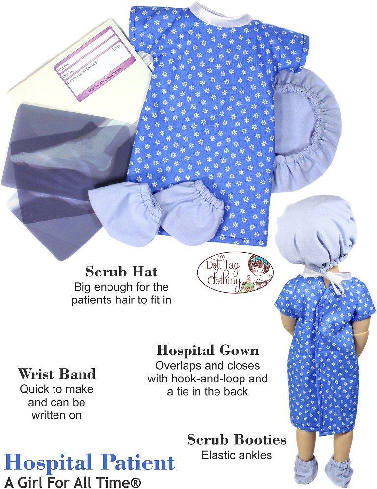 Doll Tag Clothing A Girl For All Time Hospital Patient Doll Clothes Pattern for 16" A Girl For All Time® Dolls Pixie Faire