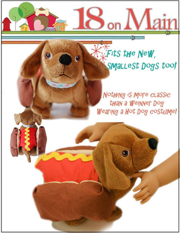 18 On Main 18 Inch Modern Hot Dog! Pet Costume 18" Doll Accessory Pattern Pixie Faire