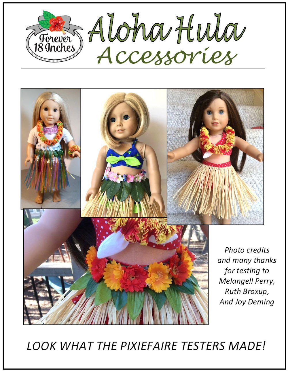 Forever 18 Inches 18 Inch Modern Aloha Hula Accessories 18" Doll Accessory Pattern Pixie Faire