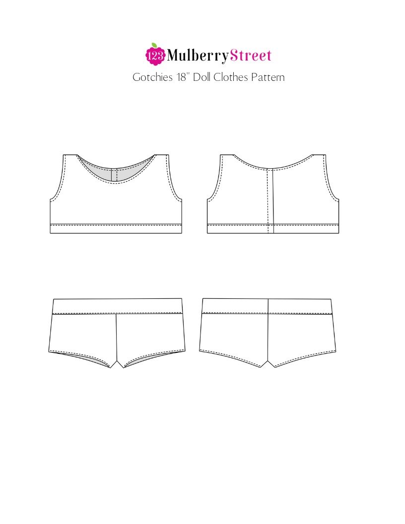 123 Mulberry Street 18 Inch Modern Gotchies 18" Doll Clothes Pattern Pixie Faire