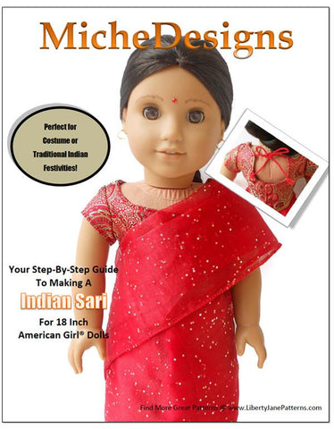 Miche Designs 18 Inch Modern Indian Sari 18" Doll Clothes Pattern Pixie Faire