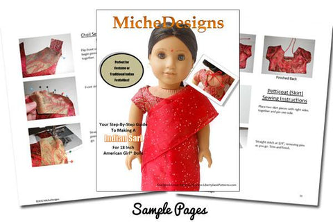 Miche Designs 18 Inch Modern Indian Sari 18" Doll Clothes Pattern Pixie Faire