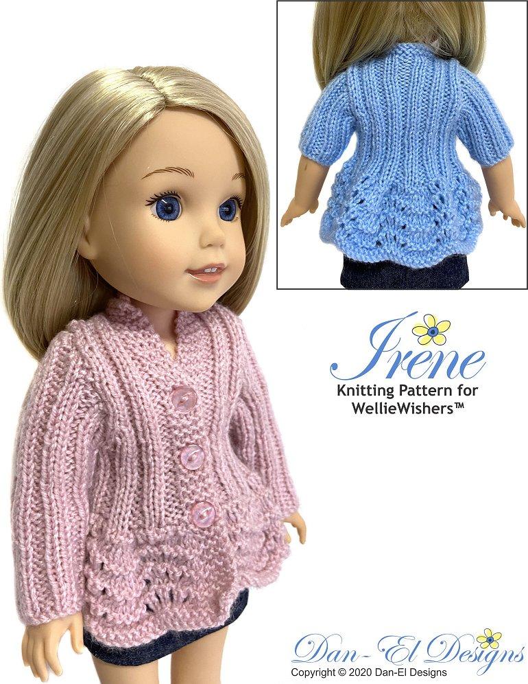 Dan-El Designs WellieWishers Irene 14.5" Doll Knitting Pattern Pixie Faire