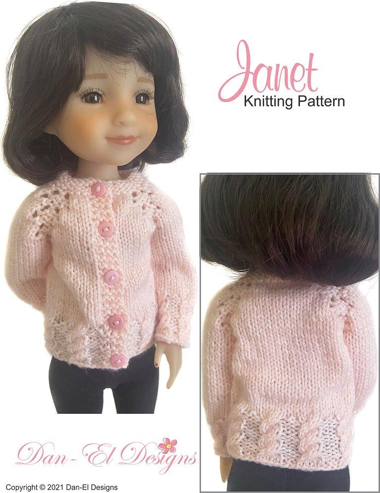 Dan-El Designs Ruby Red Fashion Friends Janet Cardigan Sweater 15" Doll Knitting Pattern Fits Ruby Red Fashion Friends Pixie Faire