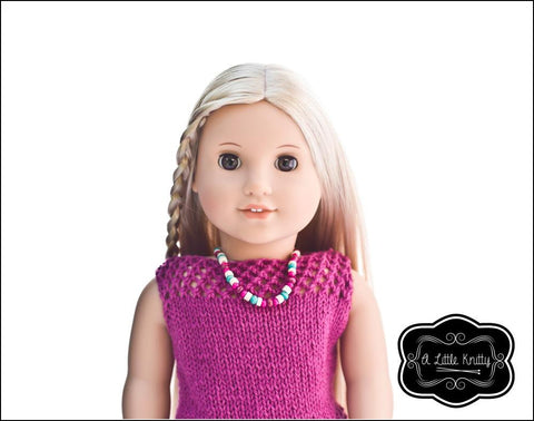 A Little Knitty Knitting Jessica Summer Sweater 18" Doll Clothes Knitting Pattern Pixie Faire