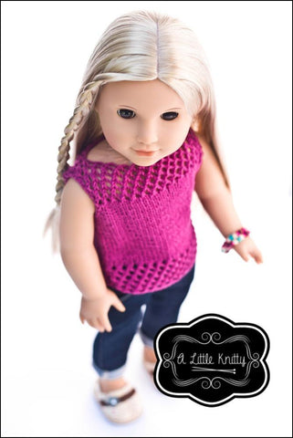 A Little Knitty Knitting Jessica Summer Sweater 18" Doll Clothes Knitting Pattern Pixie Faire