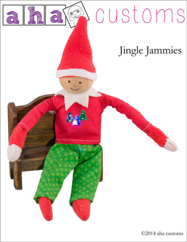 Aha Customs 18 Inch Modern Jingle Jammies Pattern For Holiday Elf Dolls Pixie Faire