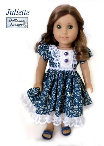 Dollhouse Designs 18 Inch Historical Juliette Party Dress 18" Doll Clothes Pattern Pixie Faire