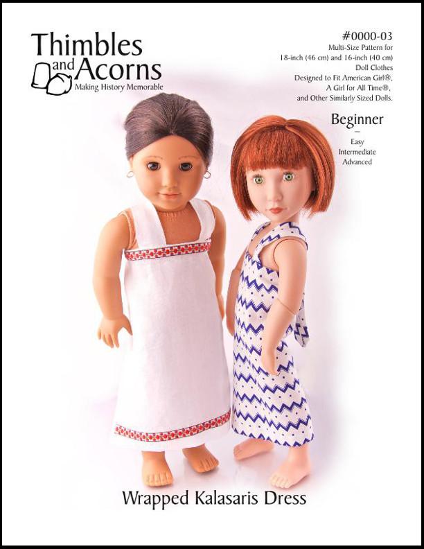 Thimbles and Acorns 18 Inch Historical Wrapped Kalasaris Dress 16" and 18" Doll Clothes Pixie Faire